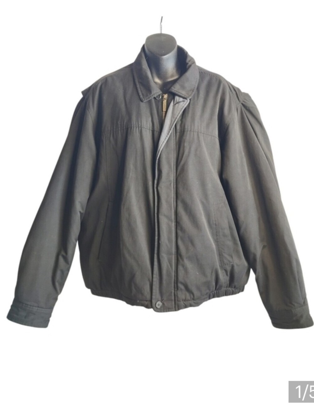 Covington Man's Black ZIP Up Quilted Bomber Jacket Size Large